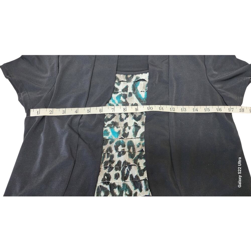 VTG CJ Banks 2 in1 Twinset Top Black With Multi Color Ruffled Animal Print W S - Picture 9 of 10